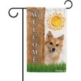 thumbnail image 1 of Pomeranian Spring Summer Welcome Garden Flag Dog Hides Behind a Tree Sun Outside Yard Decor Flag Banner 12.5X18 Inch Double Side Style 1, 1 of 6