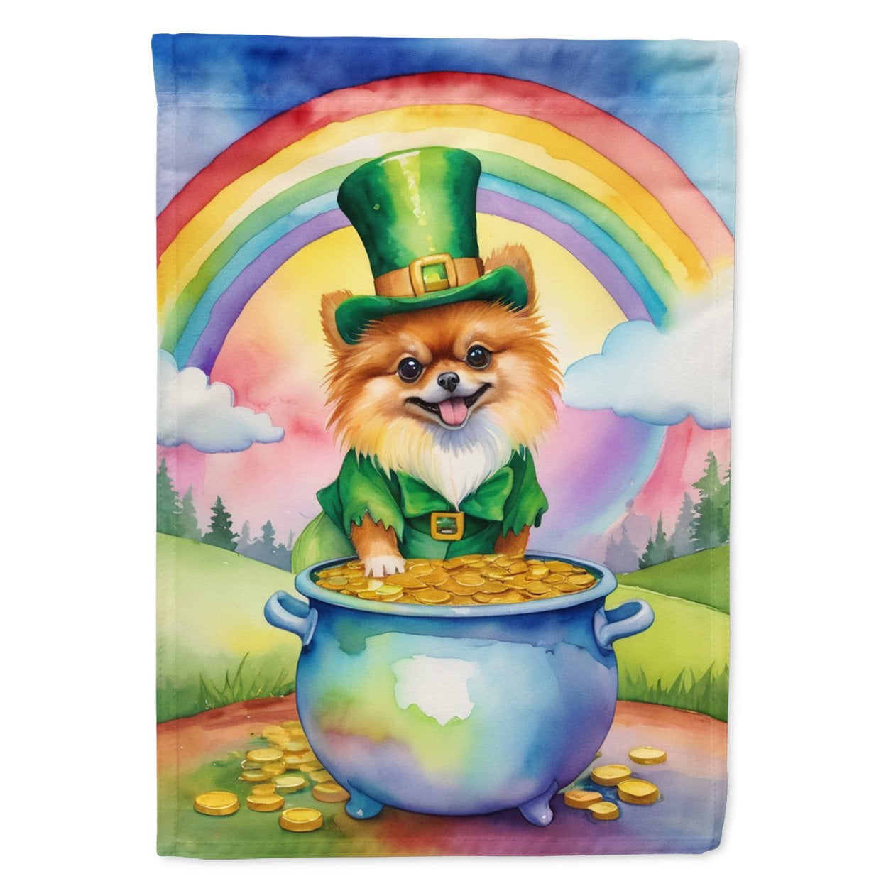Pomeranian St Patrick's Day Garden Flag 11.25 in x 15.5 in