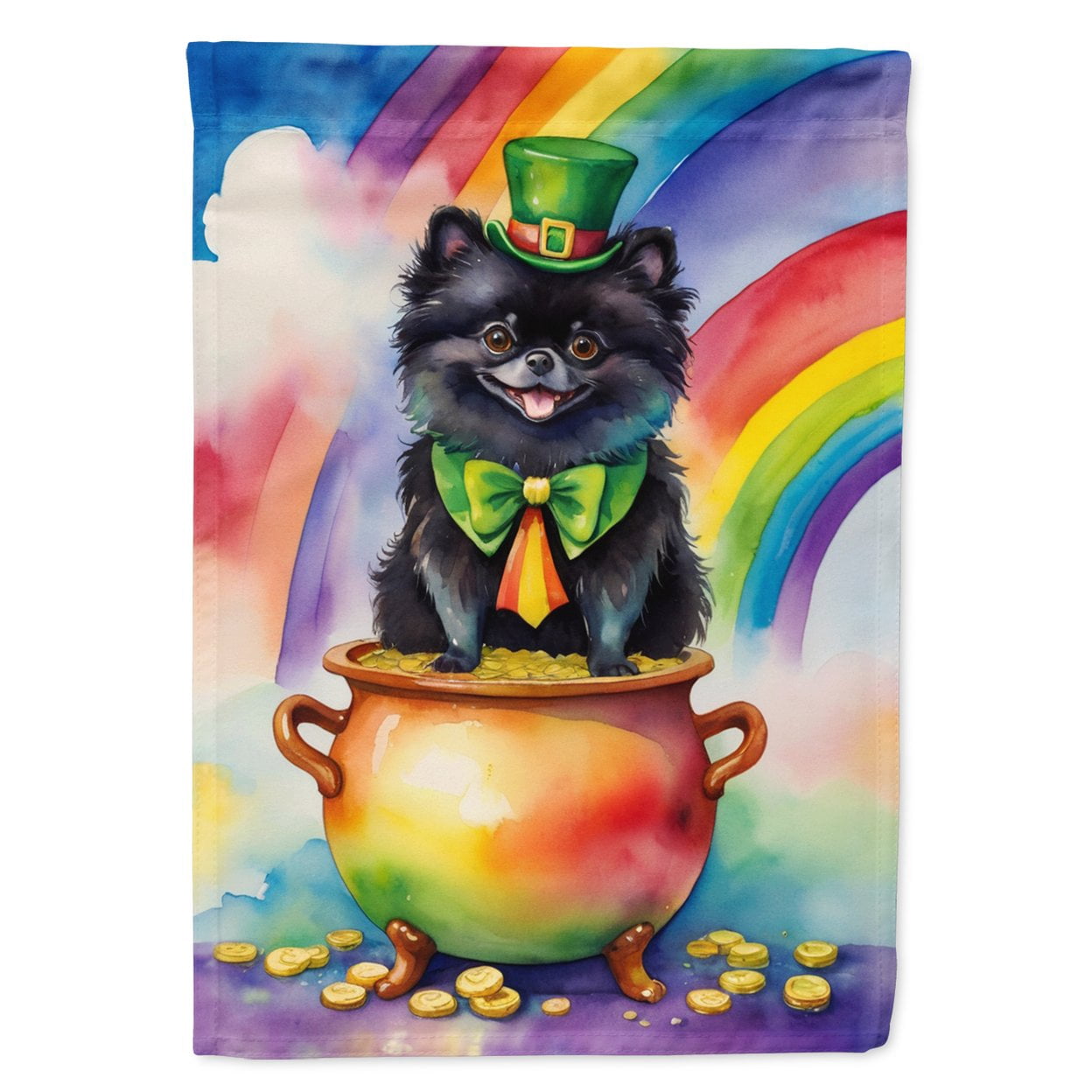 Pomeranian St Patrick's Day Garden Flag 11.25 in x 15.5 in