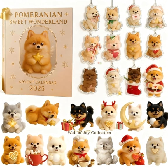 Pomeranian Sweet Wonderland Advent Calendar 2025,24 Days 2d acrylic calendar pomeranian,Cute Mini Handmade Dog Themed Ornaments,Celebrate Christmas Countdown Gift for Pomeranian Lovers (A-1PC)