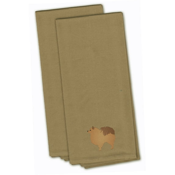 Pomeranian Tan Embroidered Towel Set of 2