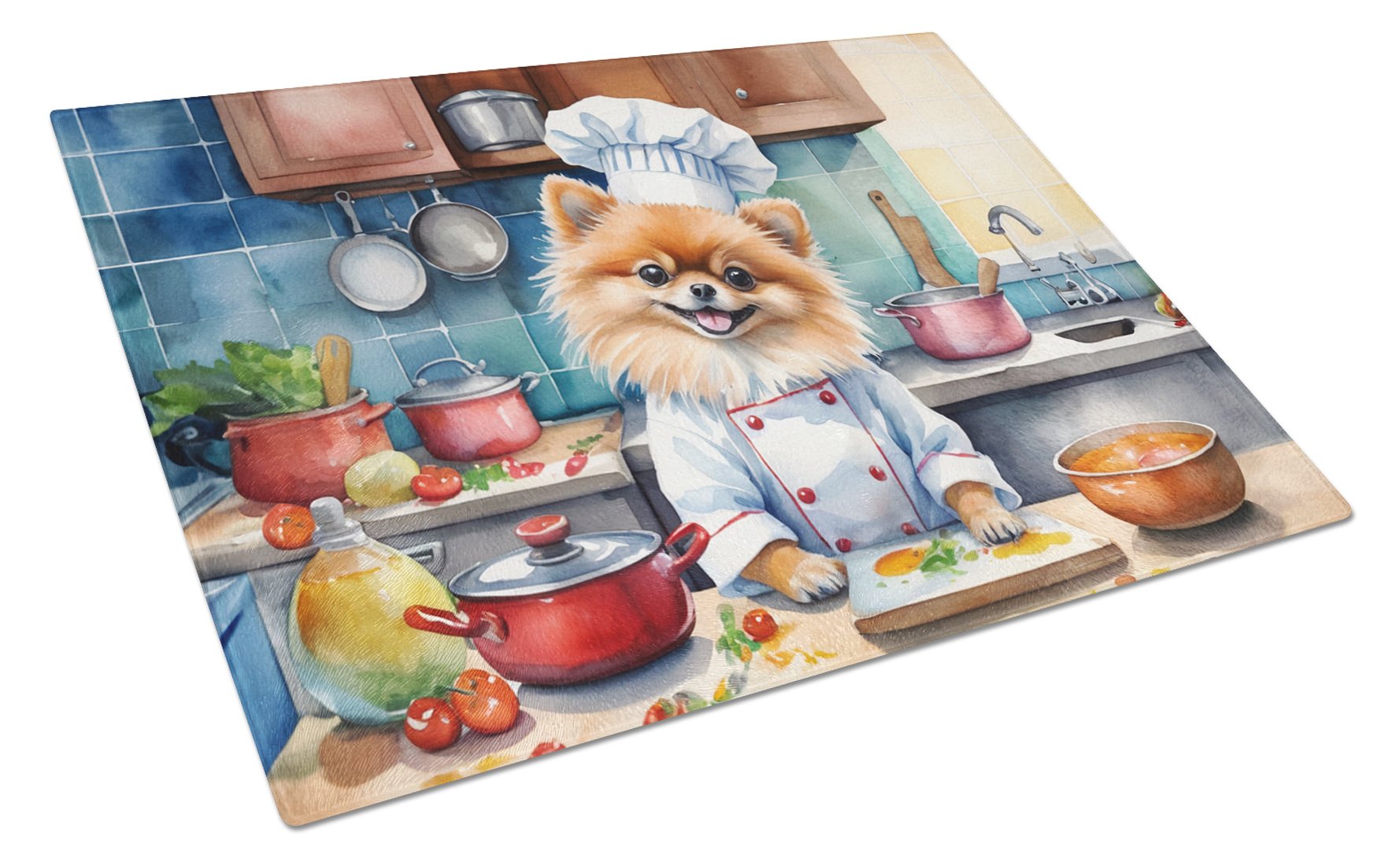 Pomeranian The Chef Glass Cutting Board 12 in x 15 in
