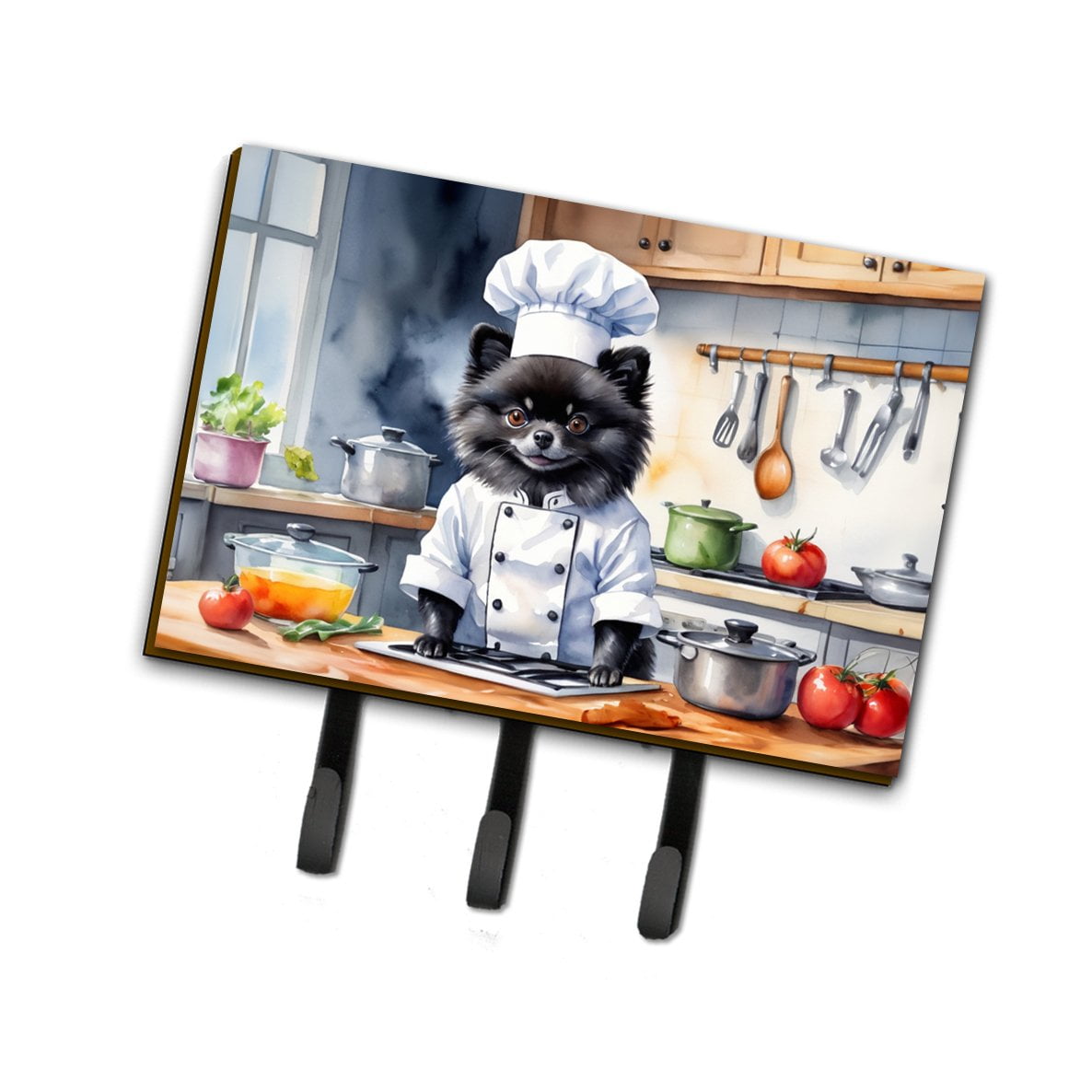 Pomeranian The Chef Leash or Key Holder 6 in x 9 in