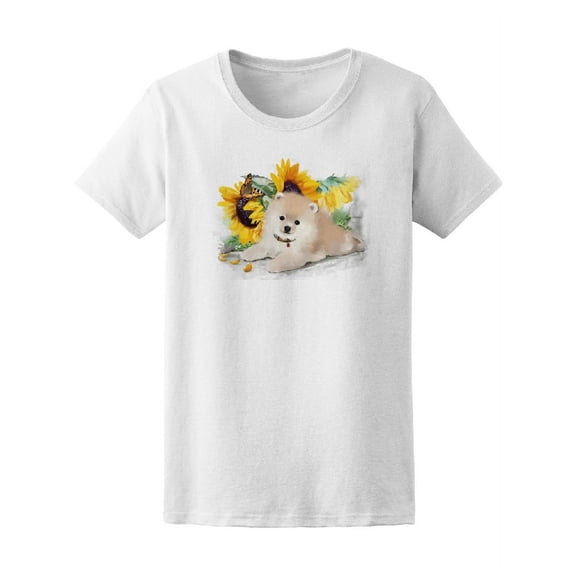 Pomeranian Watercolor Dog T-Shirt Women -Image by Shutterstock, Female x-Large