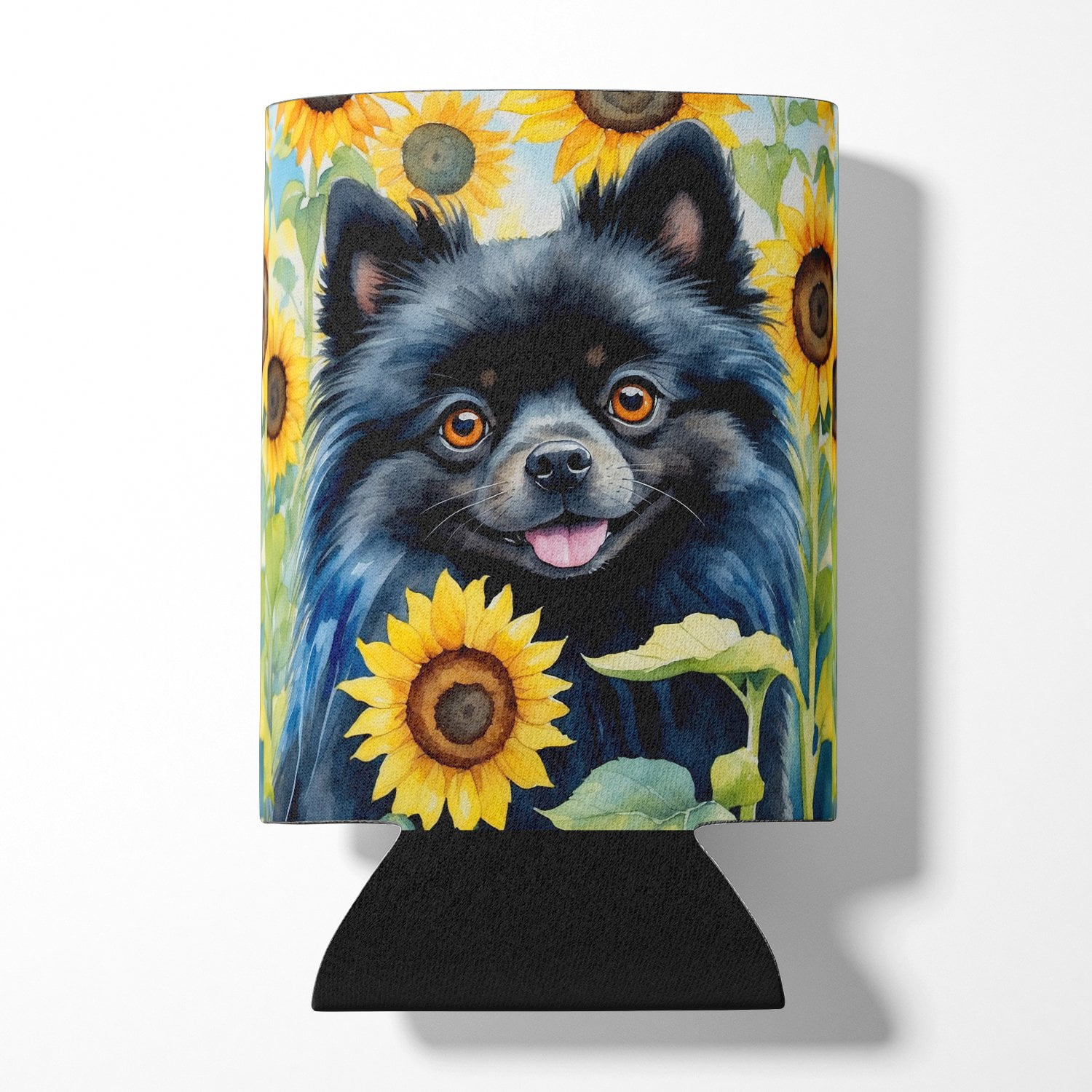 Pomeranian in Sunflowers Can or Bottle Hugger 3 in x 5 in