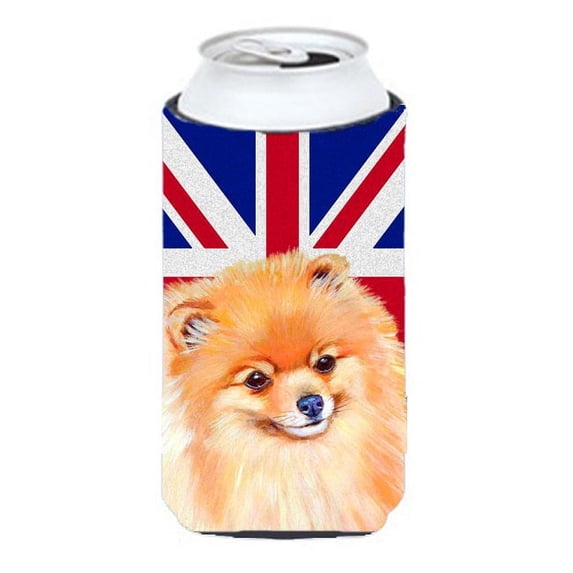 Pomeranian with English Union Jack British Flag Tall Boy Hugger