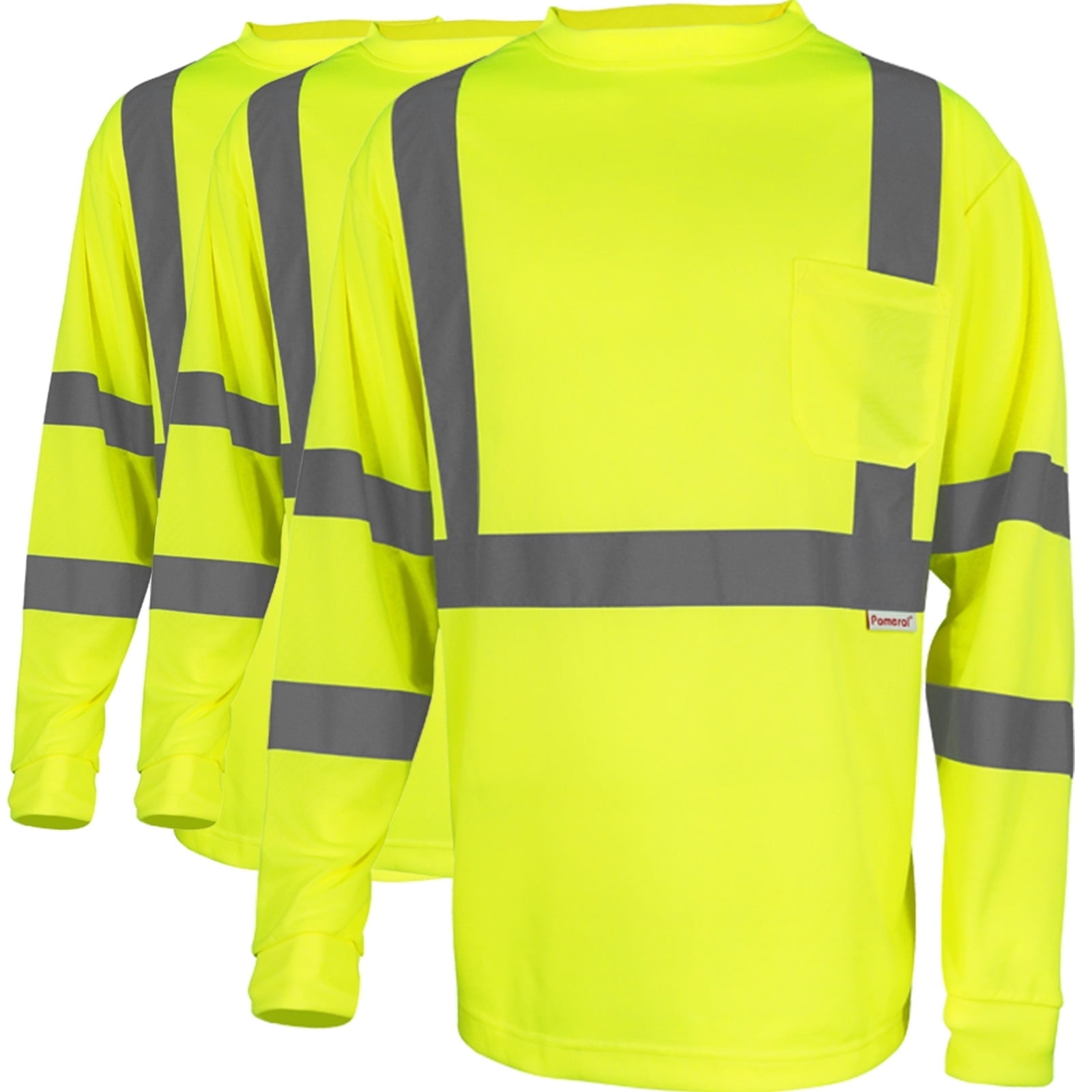 Pomerol 3Pack Hi Vis Class 3 Reflective Safety Shirt - Long Sleeve Work ...