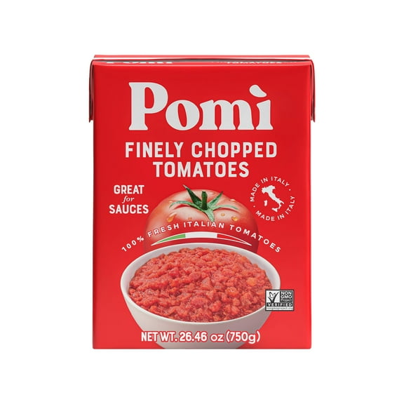 Pomi Finely Chopped Tomatoes, 26. 46 oz, 1/4 Cup per serving, 12 servings per Container