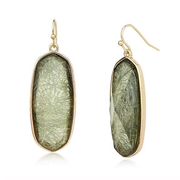 Pomina Colorful Geometric Faceted Crystal Glass Dangle Drop Earrings, Fashion Statement Resin Oval Teardrop Earrings for Women