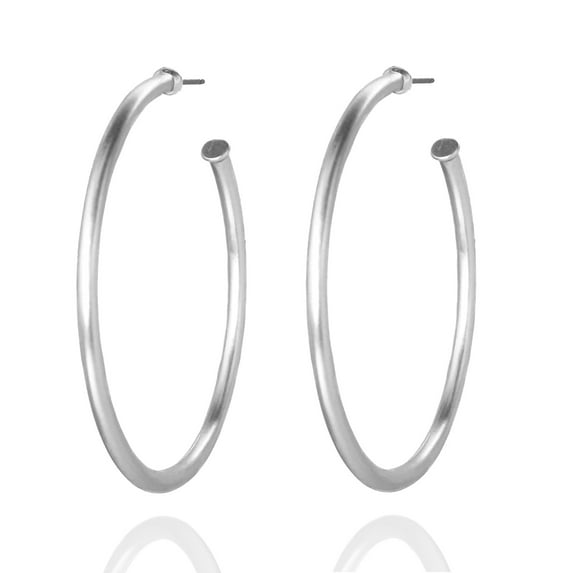Pomina Tubular Open Round Classic Matte Gold Hoop Earrings for Women (Matte Silver)