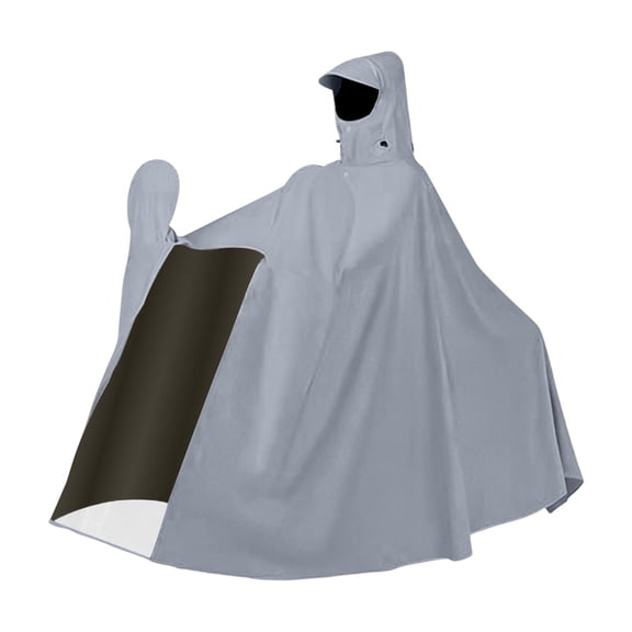 Pomkkxi Waterproof Raincoat for Adults Heavy Duty Extra Long Hooded Rain Poncho for Electric Scooter & Motorcycle All-Weather Outdoor Riding Gear for Adult,Gray XXXXL