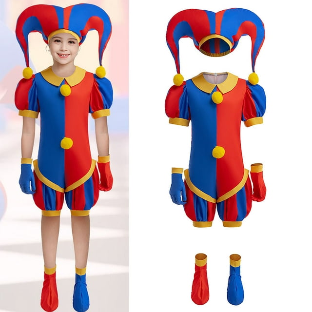 Pomni Cospaly Costume Digital Circus Jumpsuit Cospaly for Kids Boys ...