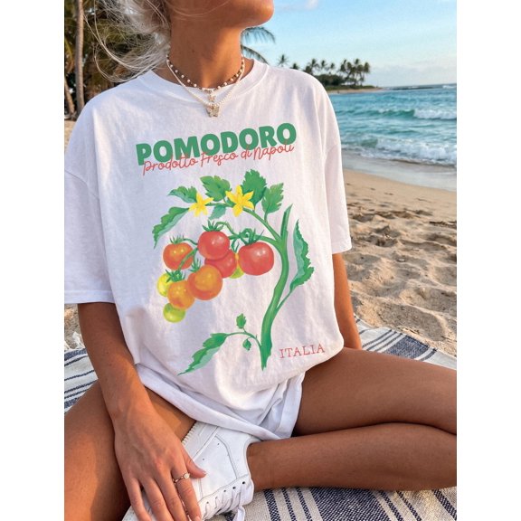 Pomodoro Italian Tomato Botanical T-Shirt Napoli Prodotto Fresco Graphic Tee