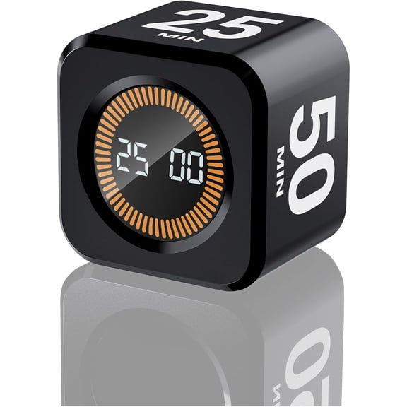 Pomodoro Timer Cube, Cool Stuff Gadts, Visual Timer with Gravity, Countdown 5/10/25/50 Min, Recharable Productivity Tool for Office, Classroom, Kitchen, Gym, Yoga, Colle School Supplies