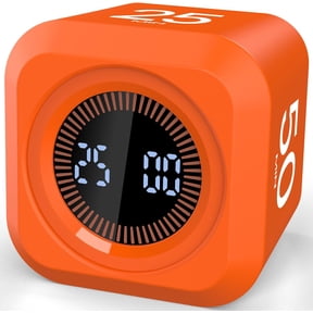 Pomodoro Timer Cube with Silicone Case 5/10/25/50 min, Vibrate&Sound Alarm