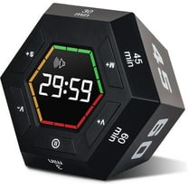 Pomodoro Timer,Hexagon Cube Magnetic Flip,ADHD Tools for Adults/Kids Task Timer for Office, Study, Exercise, Meditation,3/5/15/30/45/60min&Custom Digital Countdown, Adjustable Sound,Black