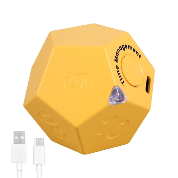 Pomodoro Timer, Rechargeable Cube Timer with 11 Preset Times, Vibration & Sound Alarm for Cooking, Study & Fitness
