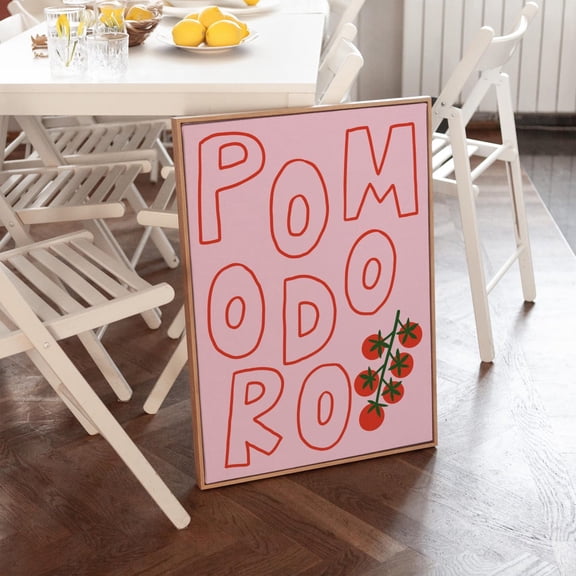 Pomodoro Tomato Kitchen Wall Art Modern Italian Food Poster, Stretched Canvas 16x20in