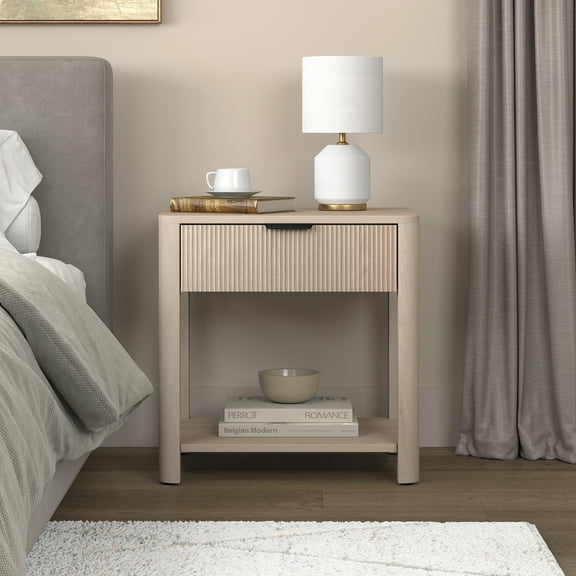 Pomona 24" Wide Rectangular Fluted Nightstand in Alder White