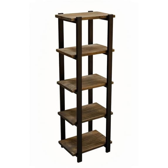 Pomona 48"H Metal and Solid Wood Bath Floor Storage Shelf