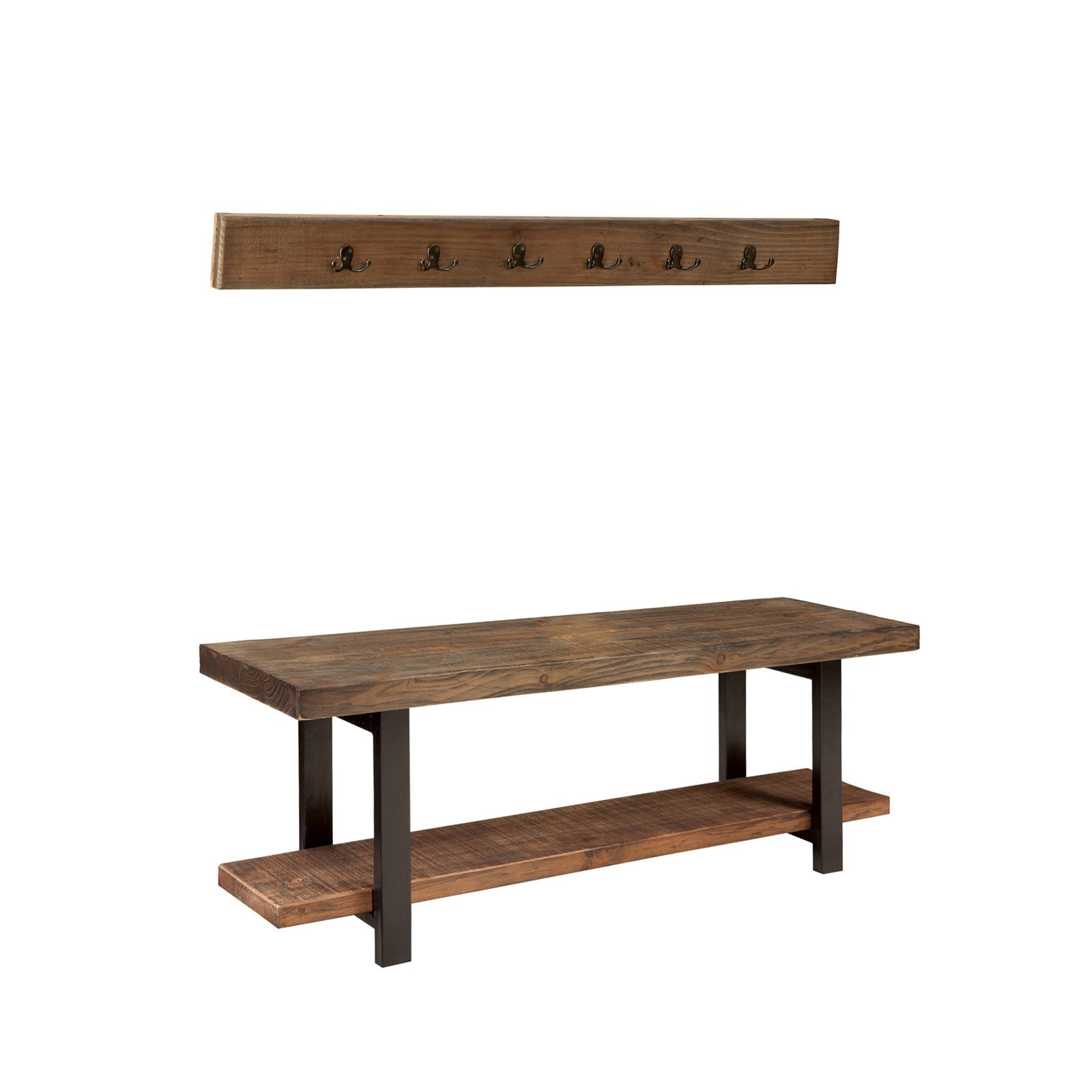 Pomona 48 Metal and Reclaimed Wood Storage Coat Hook with Bench ...