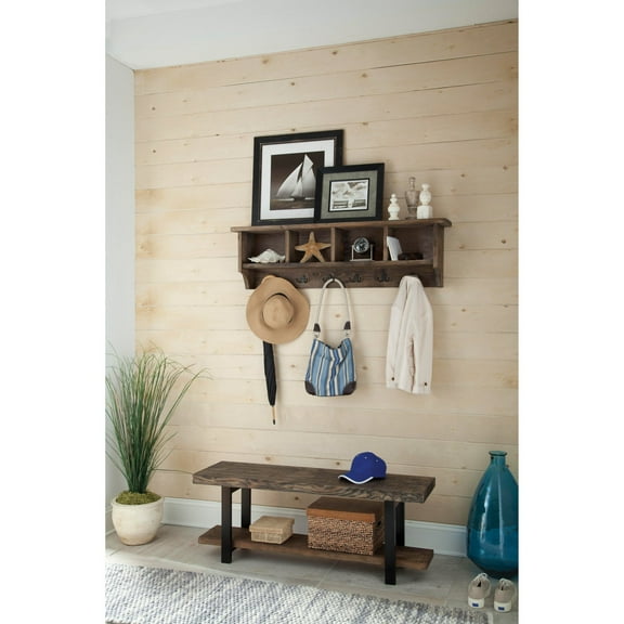 Pomona 48 Metal and Reclaimed Wood Wall Coat Hook with Bench