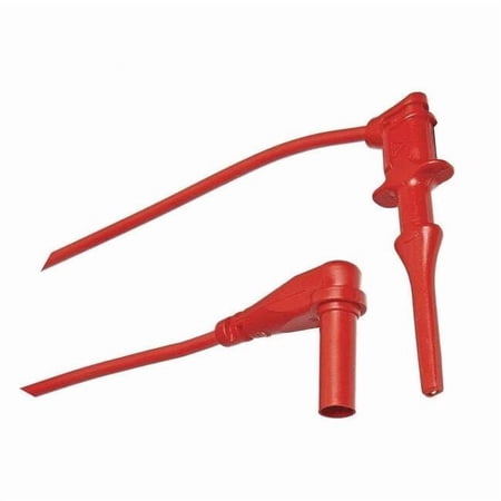 Test Clip Lead, CAT II 300V, Right-angle DMM Plug, 4 ft., Silicone, Red 6244-48-2