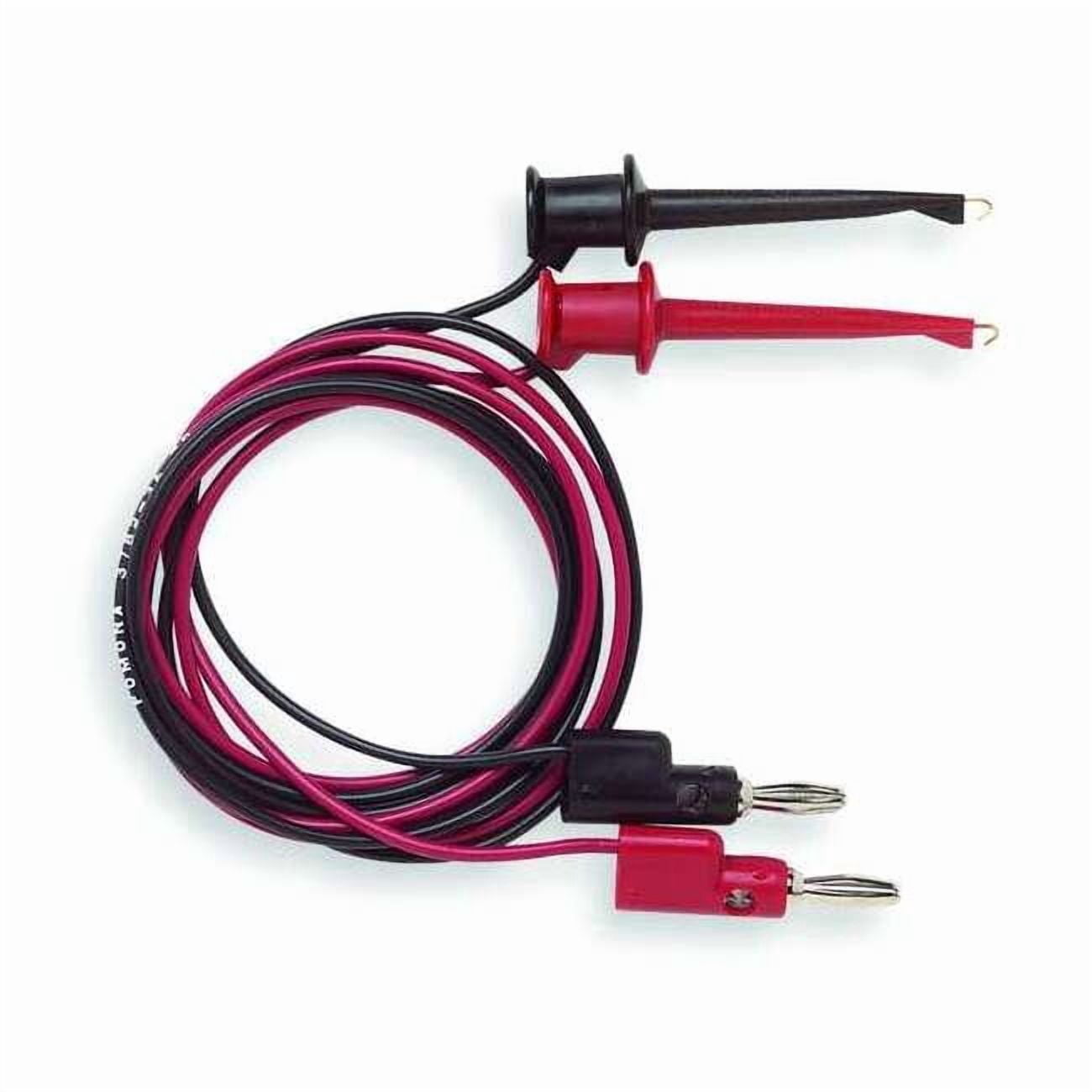 Multi-Stacking Banana Plug to Minigrabber Test Clip, 24", PVC, Red 3782-24-02