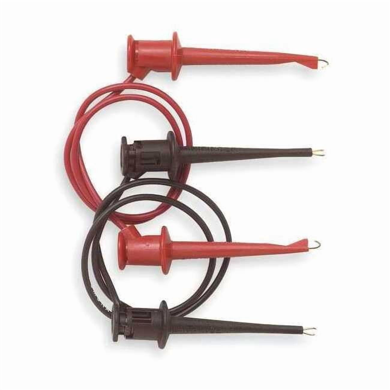 Test Clip Patch Cord, 24", Nylon, Black, Red 3781-24-02