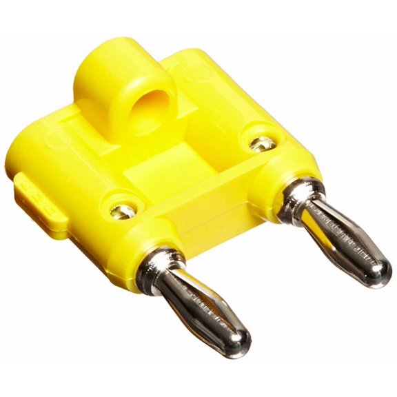Pomona MDP-4 Double Banana Plug with Wire Guide, Stackable, Solderless, 1.55" L, Yellow (Pack of 5)
