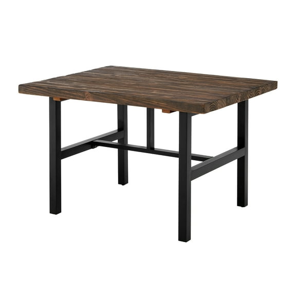 Pomona Metal and Reclaimed Wood Dining Table, Rustic Natural