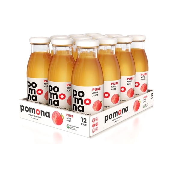 Pomona Organic Juices Apple Juice, 8.4 oz, 12-Pack