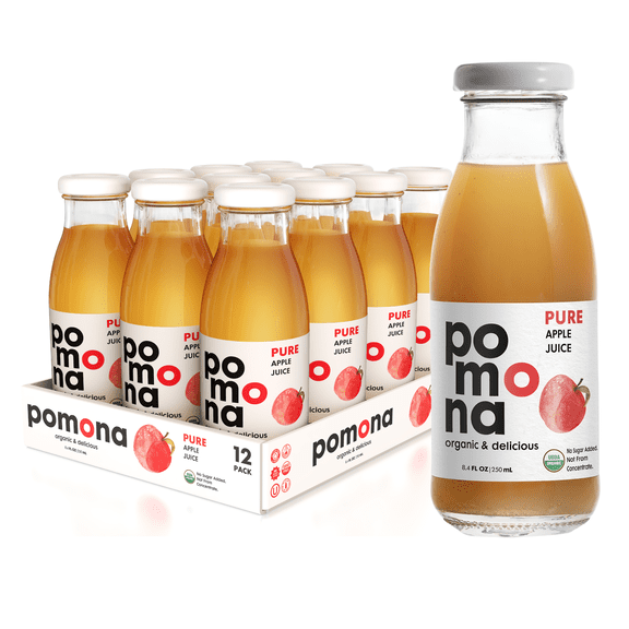 Pomona Organic Juices Apple Juice, 8.4 oz, 12-Pack