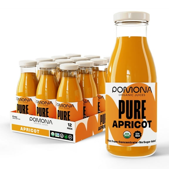 Pomona Organic Juices Apricot Juice, 8.4 oz Bottle (Pack of 12)
