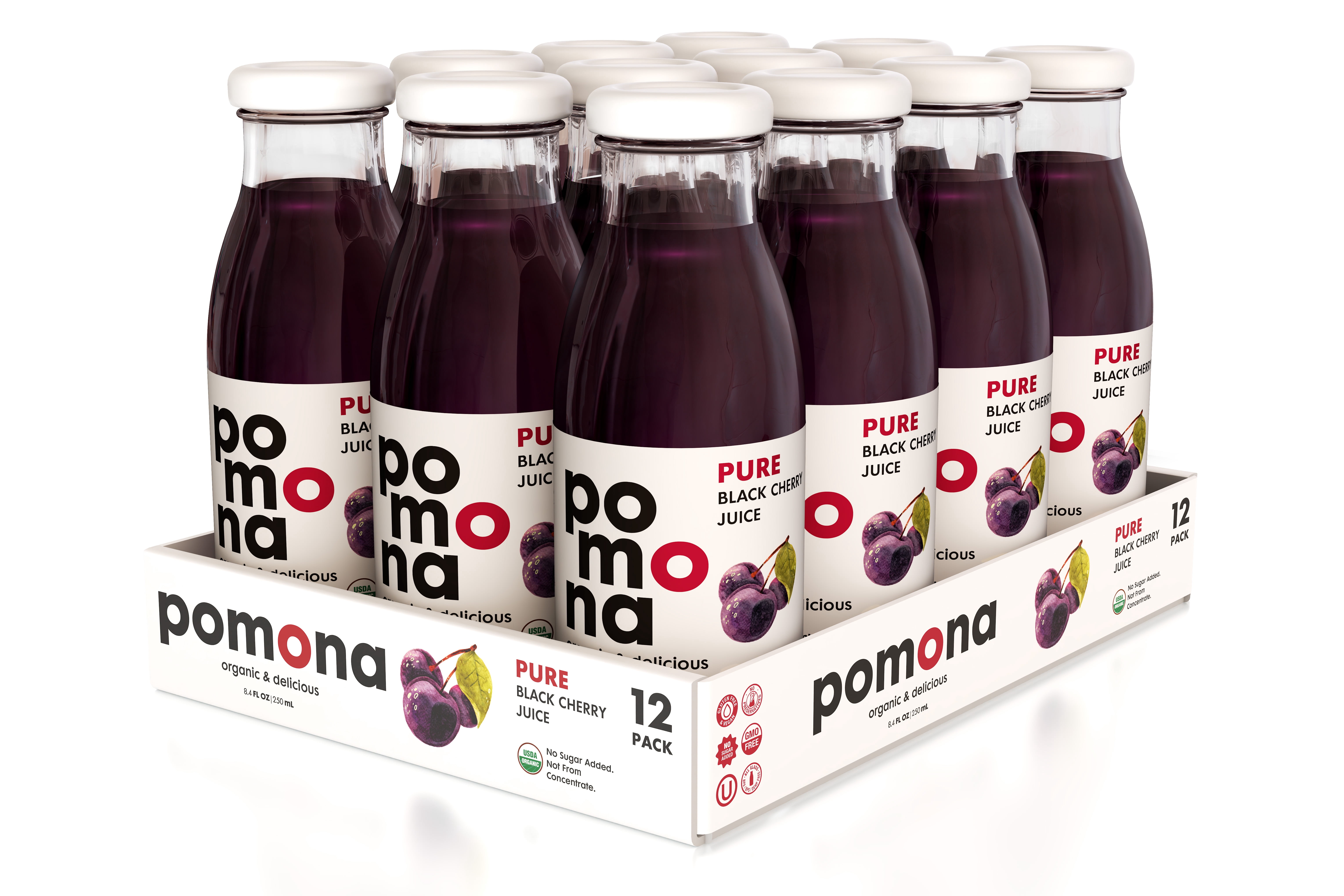 Pomona Organic Juices Black Cherry Juice, 8.4 Oz Bottle (Pack of 12)