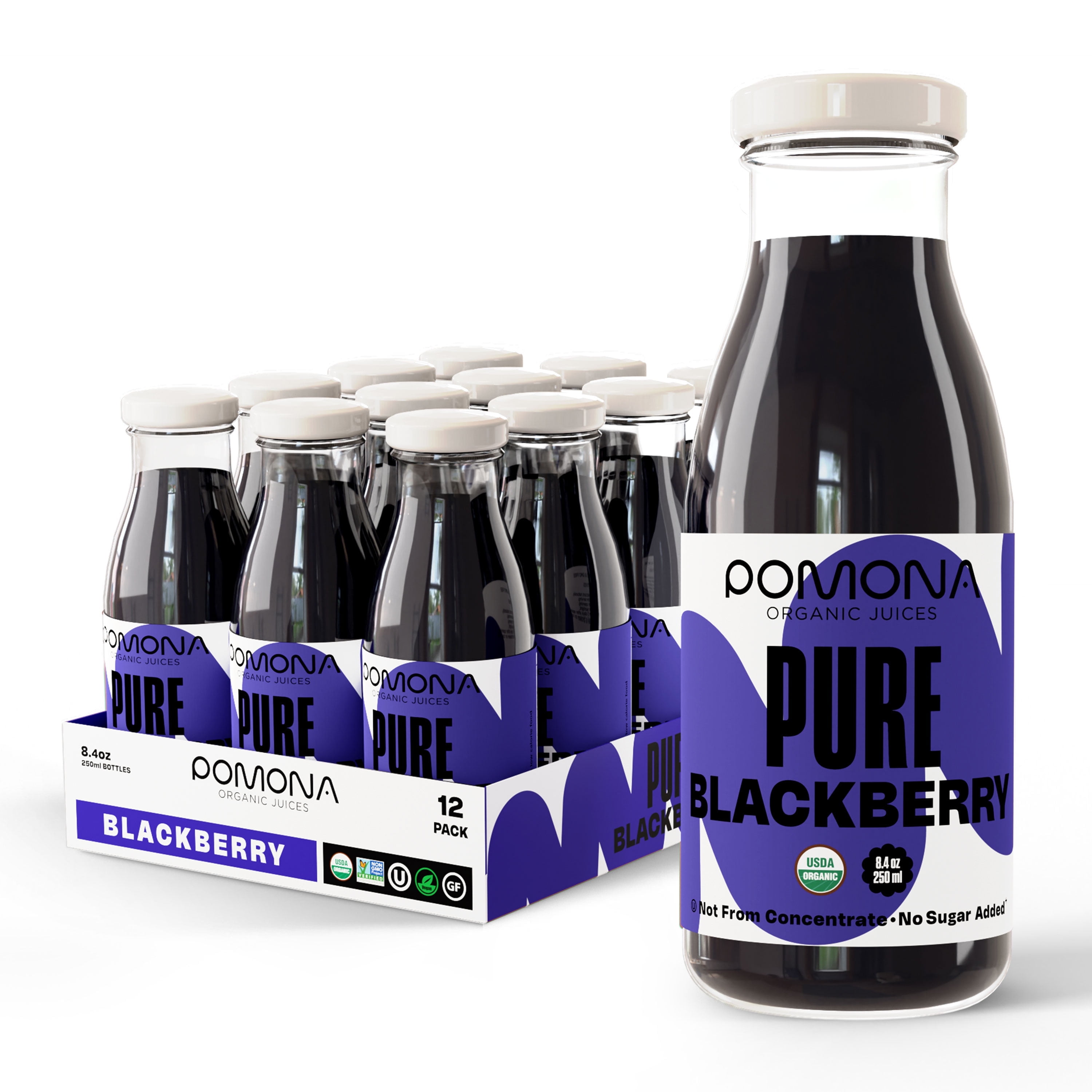 Pomona Organic Juices Blackberry Juice, 8.4 Oz Bottle (Pack Of 12)