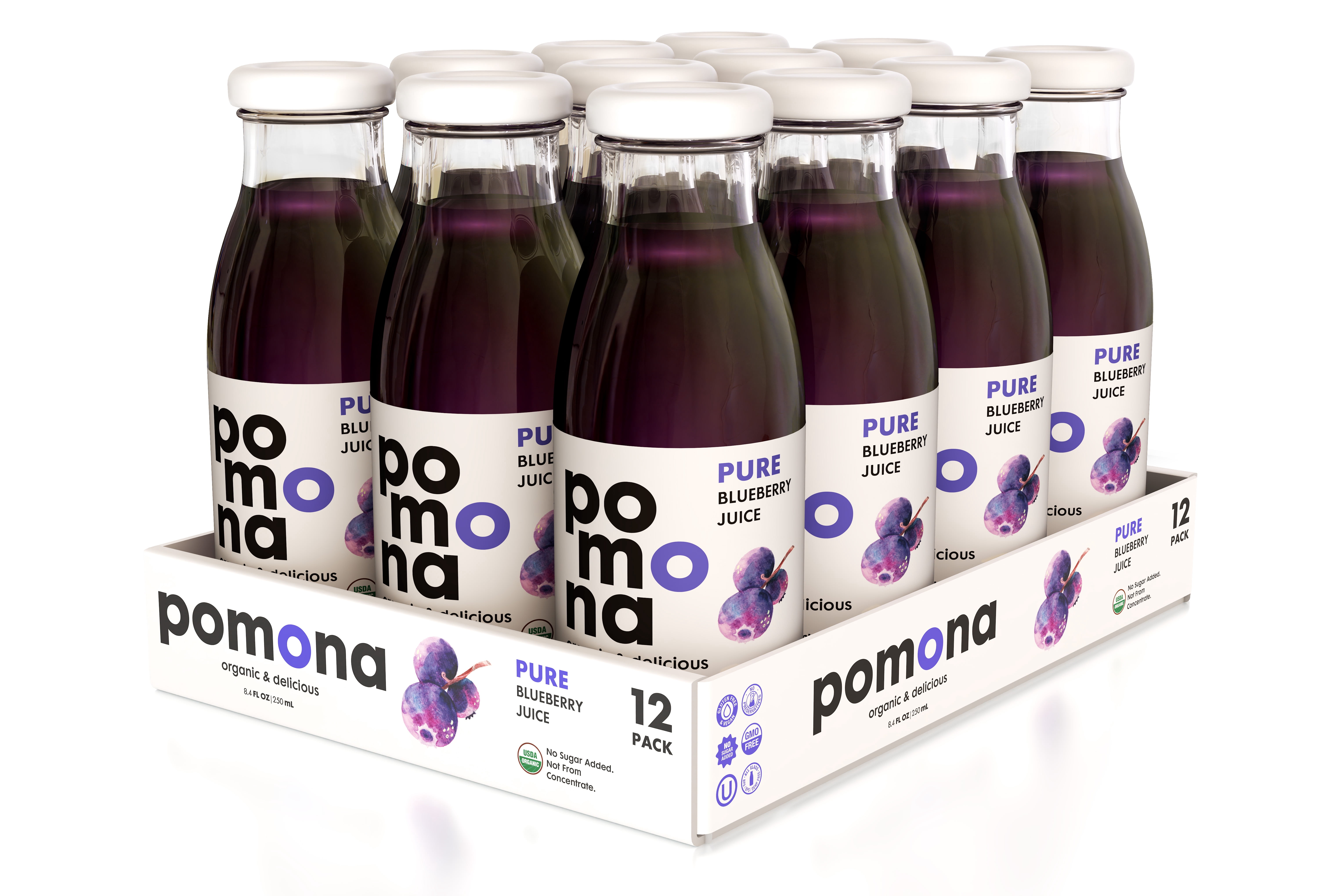 Pomona Organic Juices Blueberry Juice, 8.4 Oz Bottle (Pack of 12)