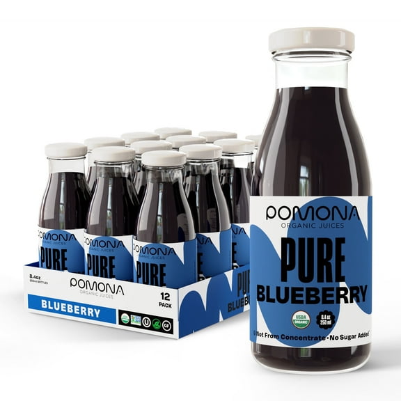Pomona Organic Juices Blueberry Juice, 8.4 Oz Bottle (Pack of 12)