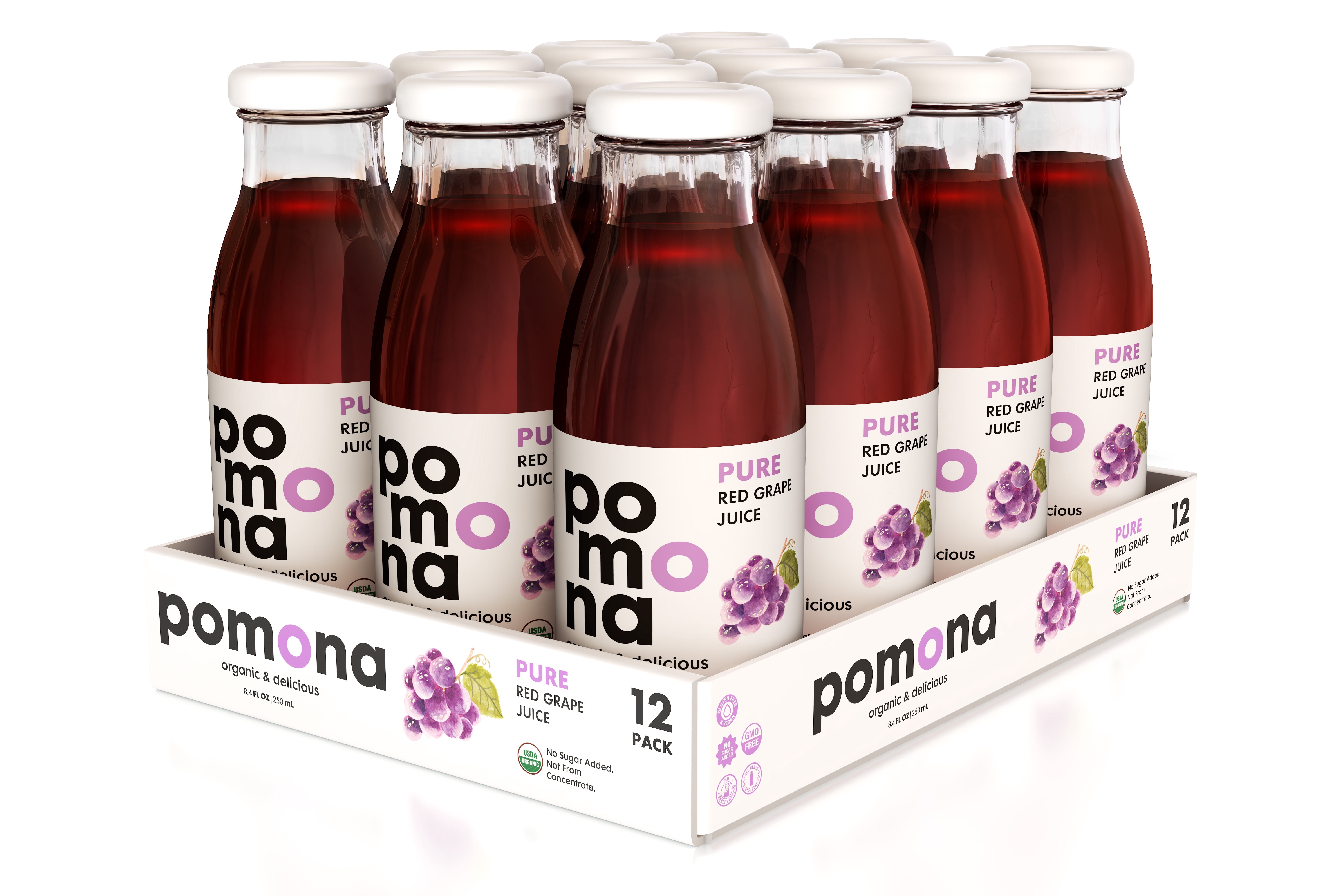 Pomona Organic Juices Grape Juice, 8.4 Oz Bottle (Pack of 12)