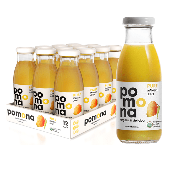 Pomona Organic Juices Mango Juice, 12 Pack of 8.4 oz Bottles