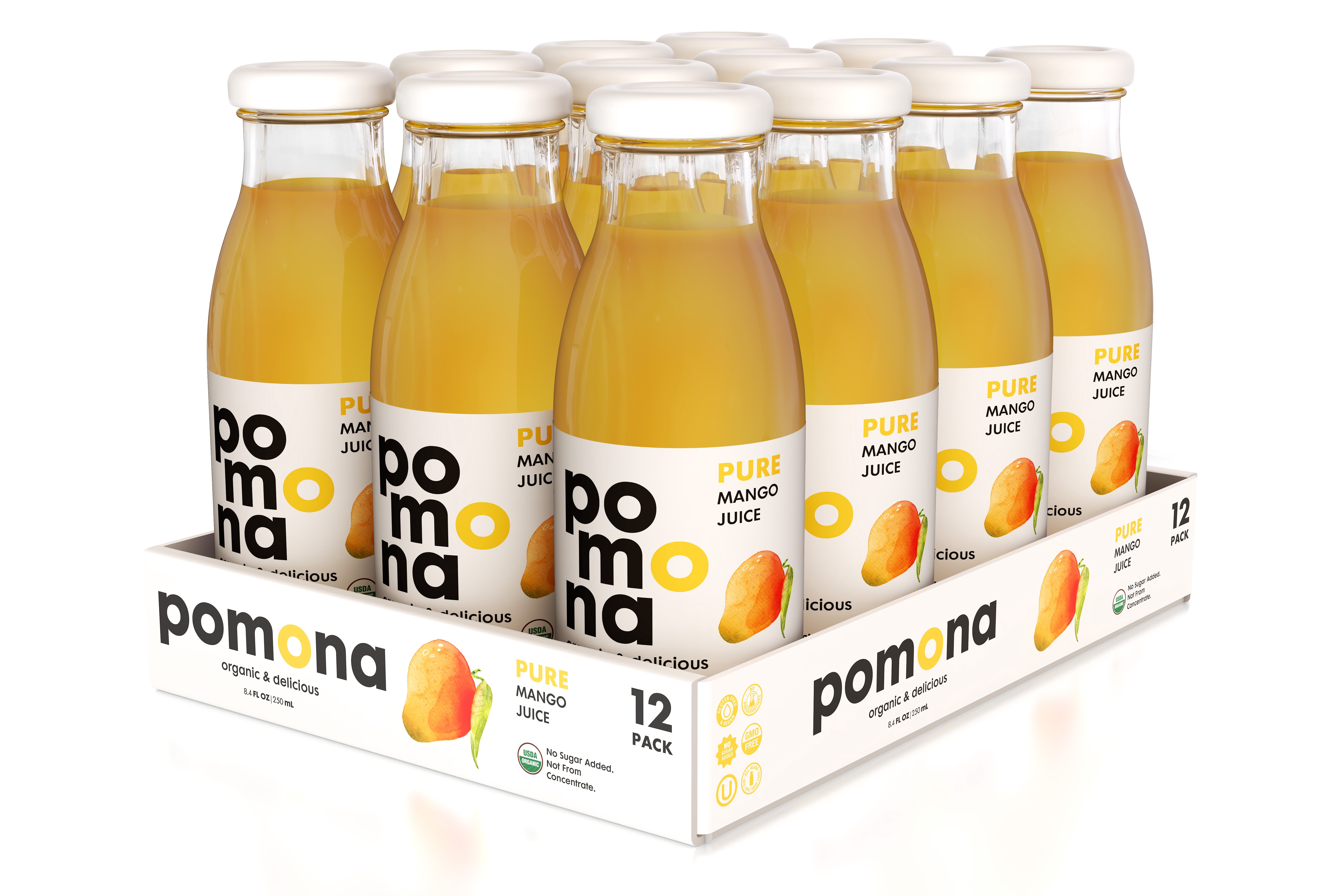 Pomona Organic Juices Mango Juice, 12 Pack of 8.4 oz Bottles
