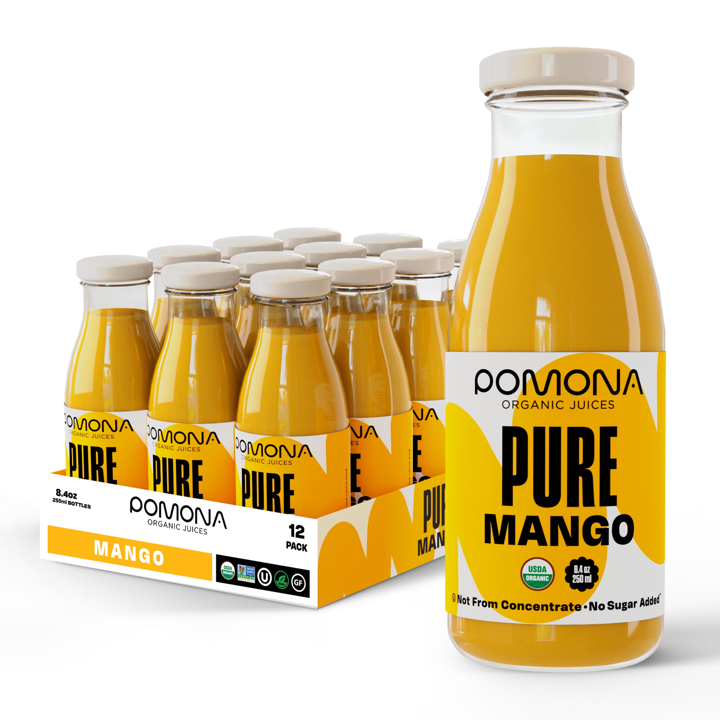 Pomona Organic Juices Mango Juice, 12 Pack of 8.4 oz Bottles