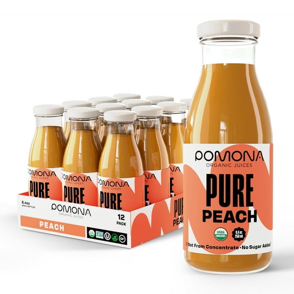 Pomona Organic Juices Pure Peach Juice, 8.4 Ounce (Pack of 12)