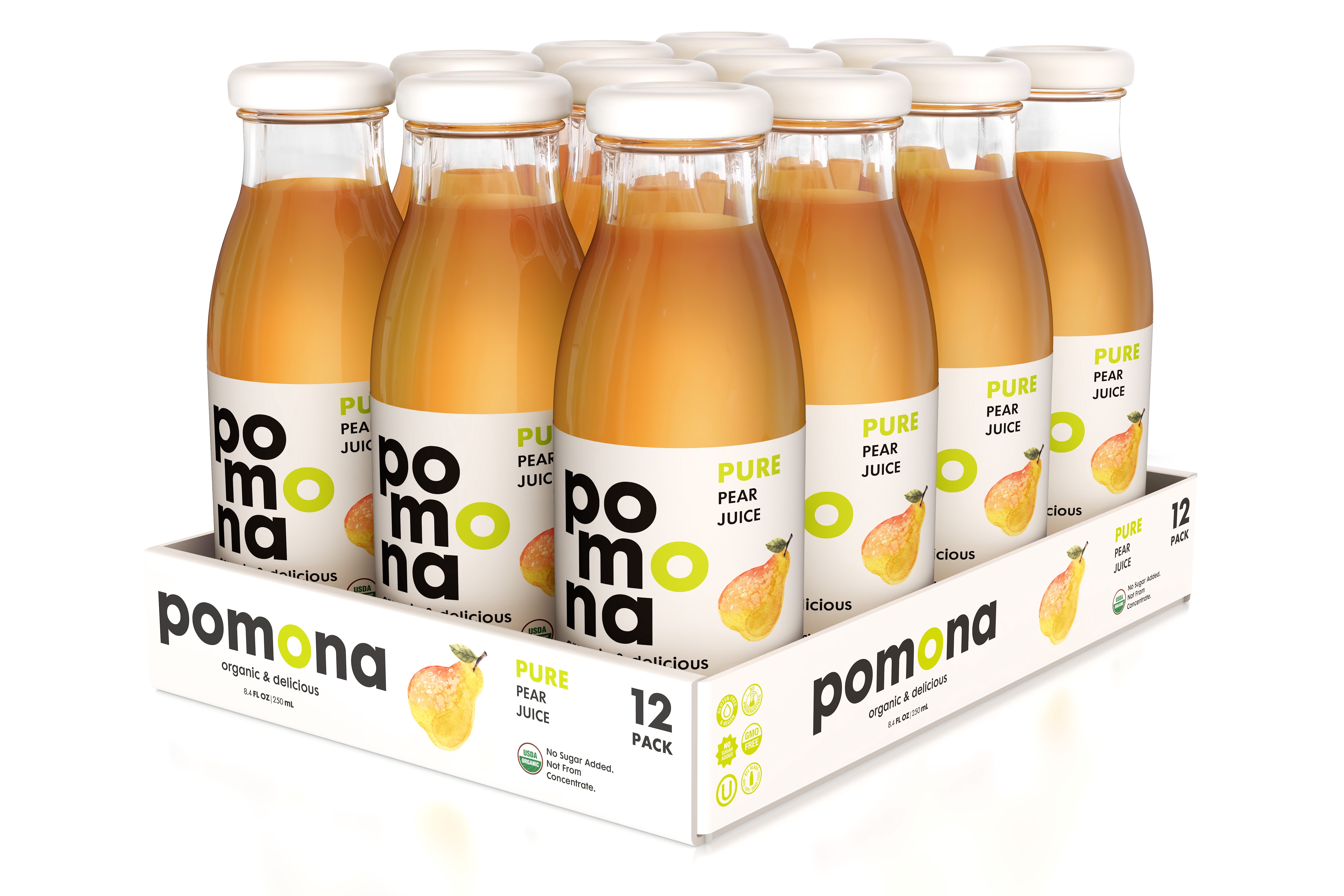Pomona Organic Juices Pure Pear Juice, 8.4 Ounce Bottle (Pack of 12)