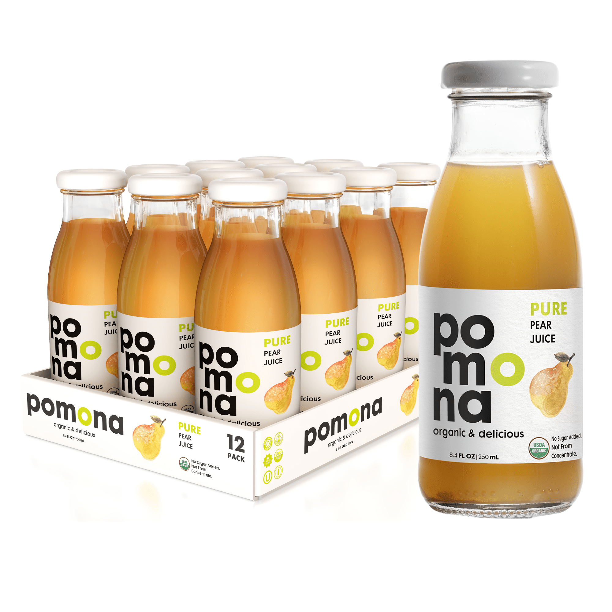Pomona Organic Juices Pure Pear Juice, 8.4 Ounce Bottle (Pack of 12)