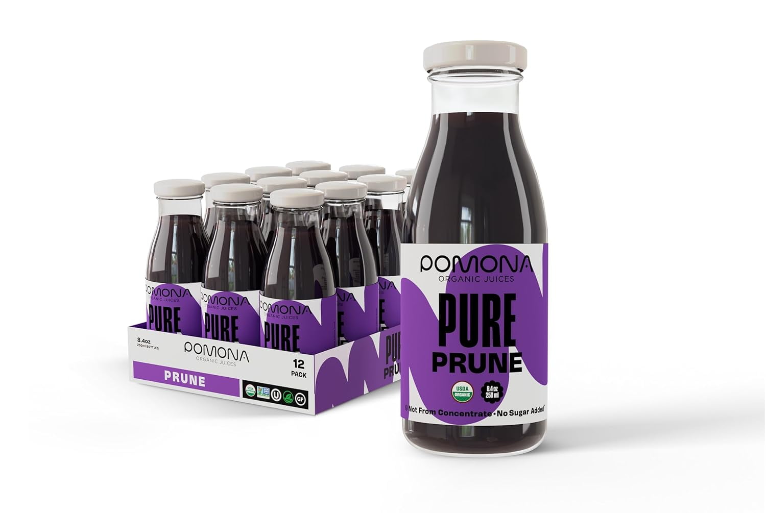 Pomona Organic Juices Pure Prune Juice, 8.4 Ounce Bottle (Pack of 12