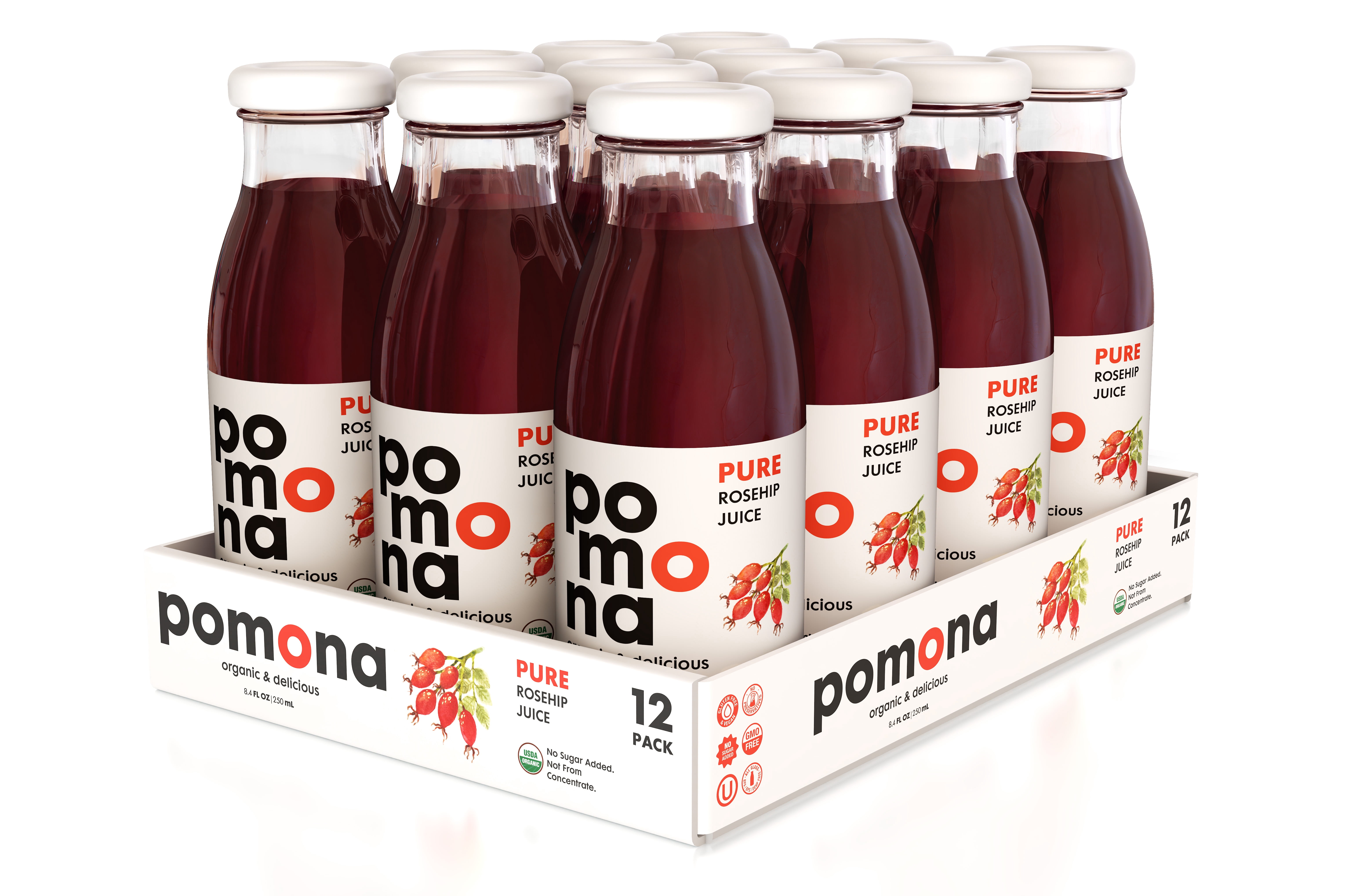 Pomona Organic Juices Rosehip Juice, 8.4 oz, 12 Pack