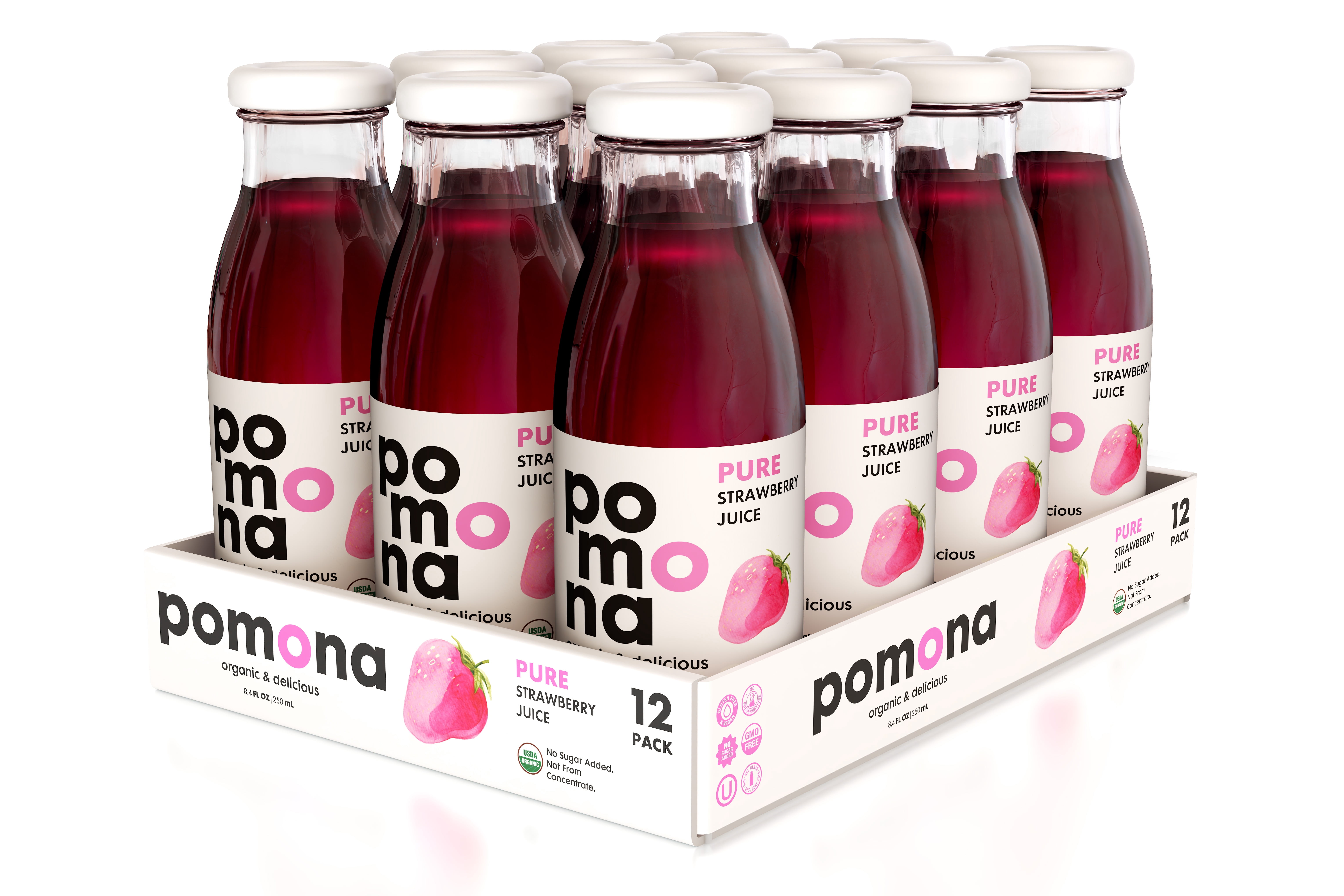 Pomona Organic Juices Strawberry Juice, 8.4 Ounce Bottle (Pack of 12)