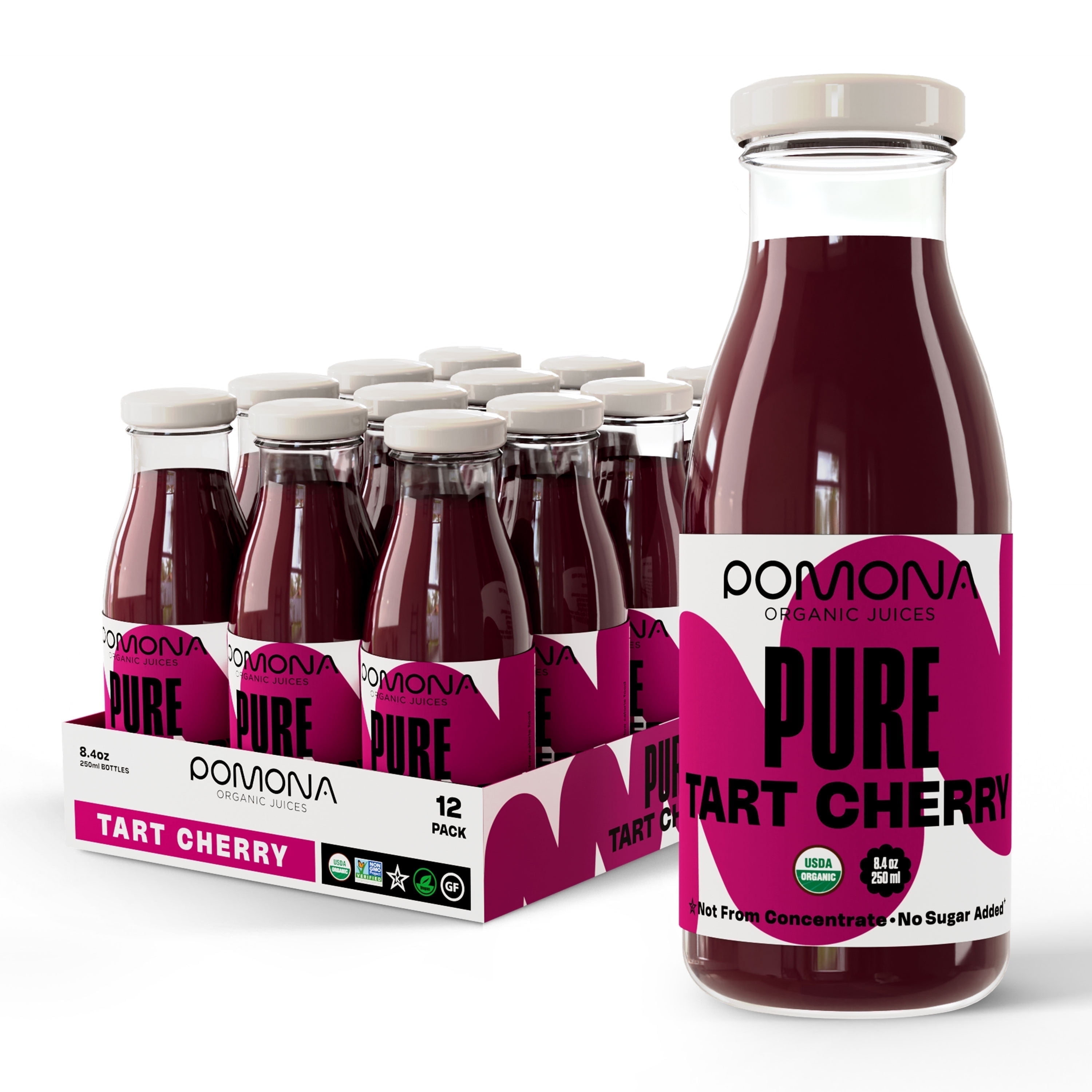 Pomona Organic Juices Tart Cherry Juice, 8.4 Oz Bottle (Pack of 12)