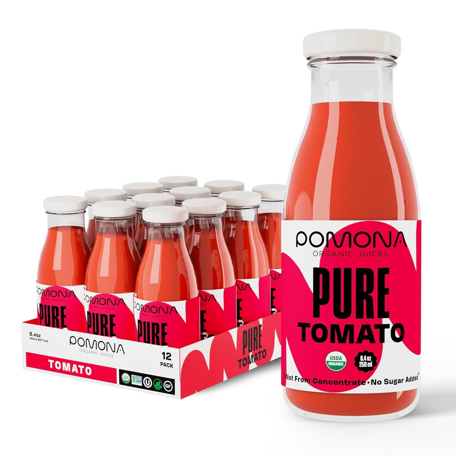 Pomona Organic Juices Tomato Juice, 8.4 oz, 12 Pack